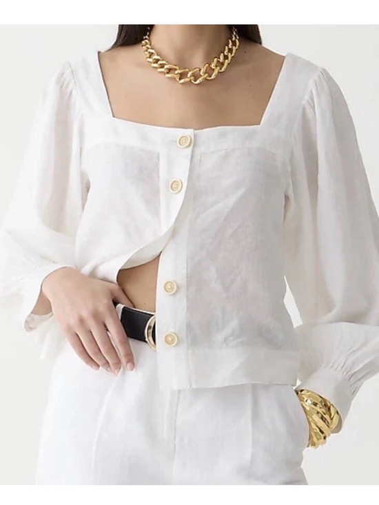 J. Crew Tops - Squareneck button-up top in linen